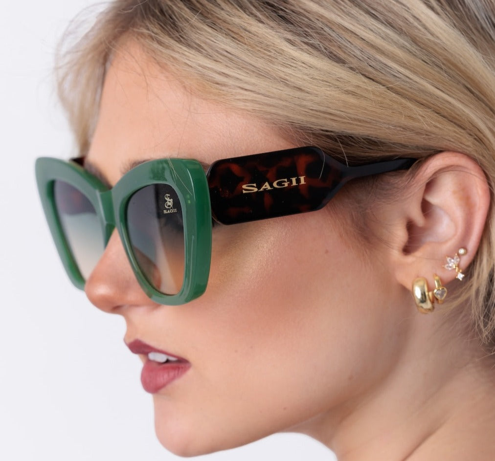 Bardot Cat Eye Sunglasses in Green Tortoise Sagii Store