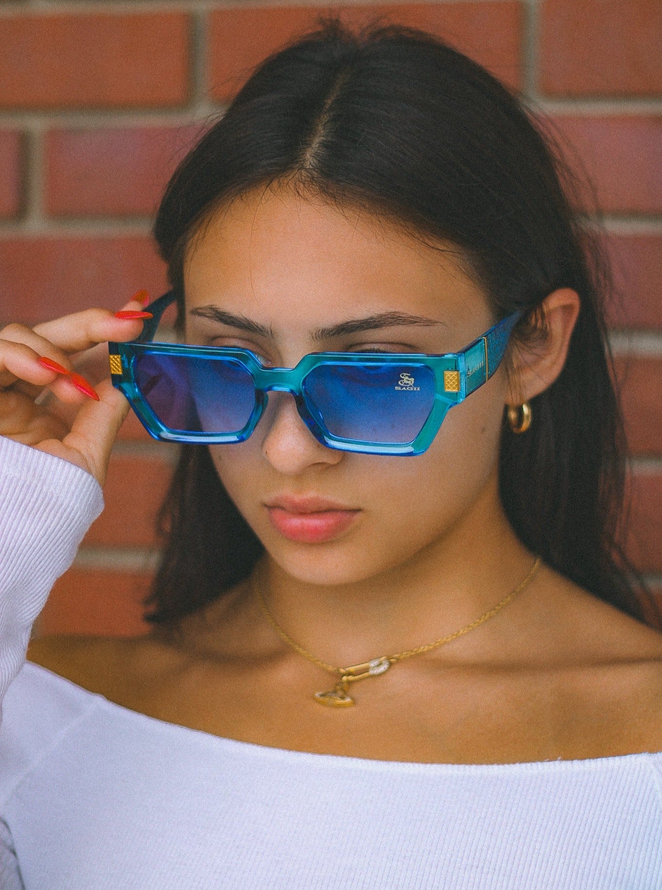 Oversized Square Frame Translucent Sunglasses Sagii